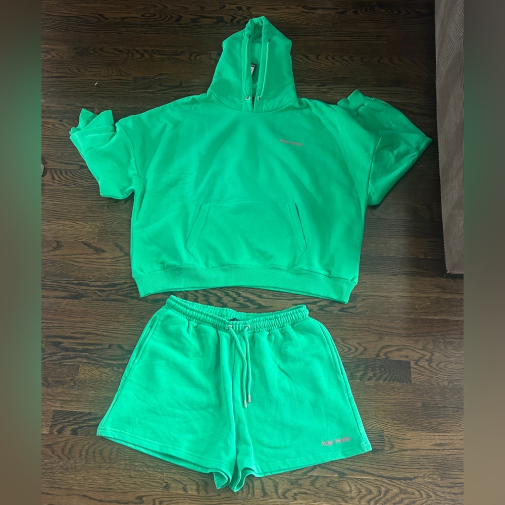 Boohoo Bright Green Hooded Sweatshirt with Drawstring
